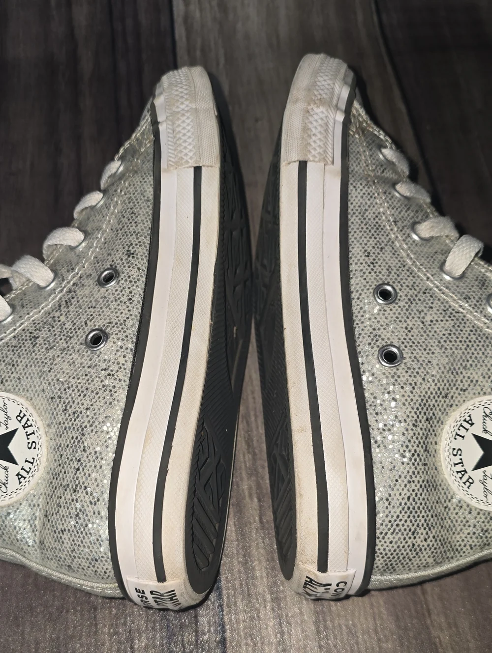 Kids Silver Sparkle High-Top Converse